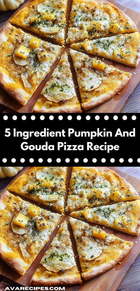 Looking for 5 ingredient or less recipes? Try this 5 Ingredient Pumpkin and Gouda Pizza Recipe! A unique pumpkin recipe that’s perfect for pizza dinner ideas, lunch recipes, or simple dinner ideas. Pizza Dinner Ideas, Gouda Pizza, 5 Ingredient Or Less Recipes, Quick Fall Dinner, Pumpkin Pizza, 5 Ingredients Or Less, Unique Pizza, Pizza Dinner, Hot Cheese