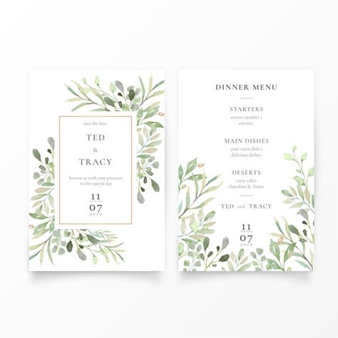 Save The Date Designs, Beautiful Wedding Invitations, Watercolor Leaves, Save The Date Invitations, Greenery Wedding, Watercolor Wedding, Elegant Wedding Invitations, Wedding Menu, Floral Wedding Invitations