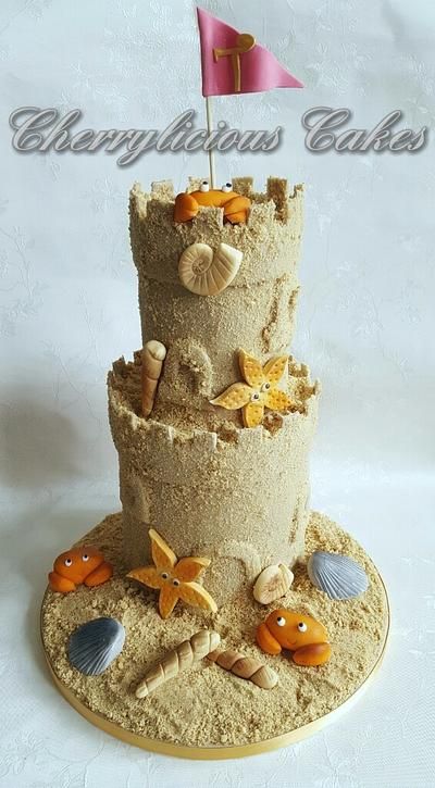 Castle Cake Ideas, Sand Castle Cake, Sandcastle Cake, Sand Castle Cakes, Swimming Cake, Beach Birthday Cake, Cake Paris, Beach Themed Cakes, Castle Ideas