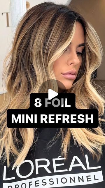 Small Blonde Streaks In Brown Hair, Choppy Blonde Highlights, Level 6 With Blonde Highlights, Tip Out Highlights, Foil Placements For Highlights, Wella Caramel Color, Loreal Professional Hair Color Chart, Blonde Balayage Placement, Highlighting My Own Hair