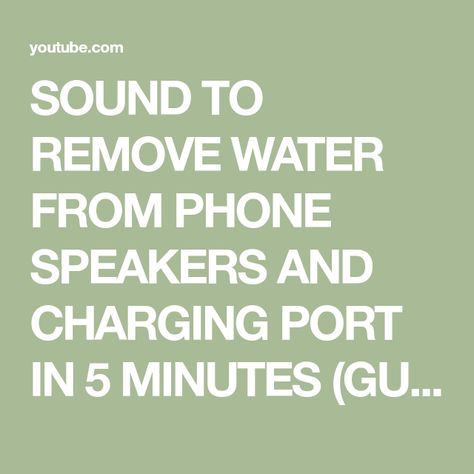 SOUND TO REMOVE WATER FROM PHONE SPEAKERS AND CHARGING PORT IN 5 MINUTES (GUARANTEED FIX) - YouTube Clean Phone, Phone Speaker, Phone Charging, No Problem, In Water, Speaker, Sound, Audio, Water