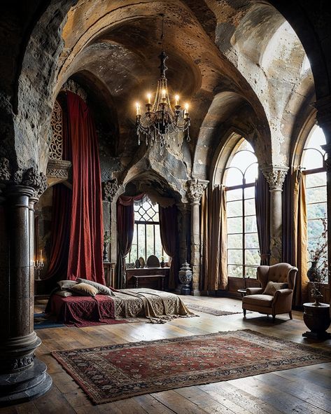 Ideal Aesthetic, Castle Rooms, Castle Bedroom, Casa Clean, Fantasy Rooms, Castles Interior, Random Items, Gothic Revival, Fantasy House