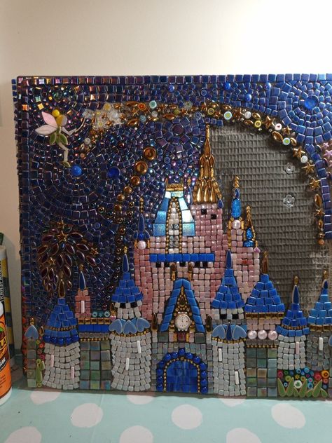 Disney Mosaic, Disney Stained Glass, Mosaic Tile Art, Cinderella Castle, Mosaic Table, Tile Projects, Mosaic Projects, Beautiful Tile, Disney Crafts