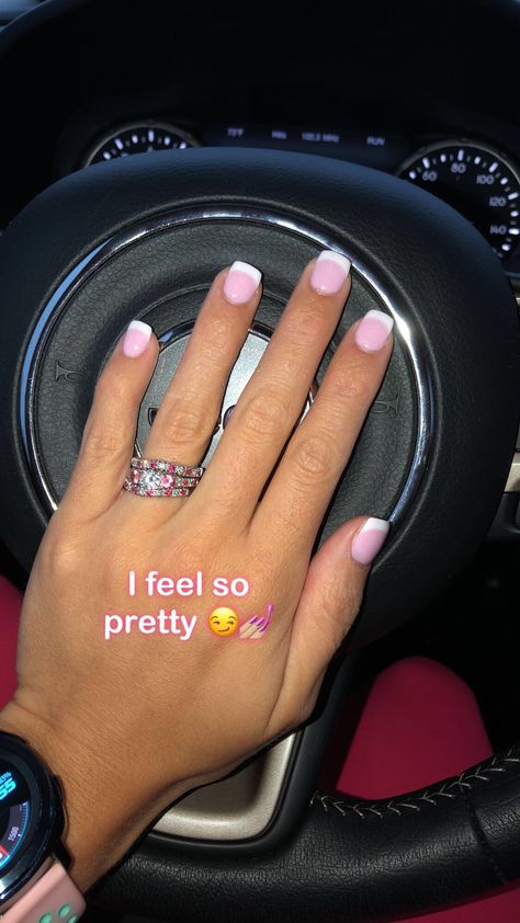 Pink And White Shellac Nails, French Tip Gel X Nails Short, Pink Nails With White Tips French, Pink French Manicure Nails Square, White Tips Pink Base, Light Pink Nails With White Tips, Color With White Tips Nails, Pink Gel White Tip Nails, Pink Nail With White Tip