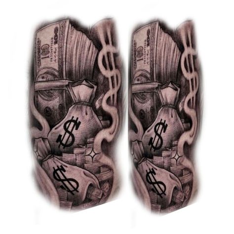 Money Tatoos Ideas, Money Power Respect Tattoo, Gangster Tattoo Ideas, Hood Tattoo Designs, Moneybag Tattoos, Money Sign Tattoo, Respect Tattoo, Money Bag Tattoo, Tattoo Mafia