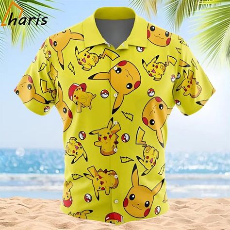 Pikachu Pattern Pokemon Hawaiian Shirt Check more at https://teecharis.com/product/pikachu-pattern-pokemon-hawaiian-shirt/ Pikachu Pattern, Gifts For Anime Lovers, Anime Hawaiian, Fan Stand, Timeless Wardrobe Staples, Beach Vacations, Disney Shirt, Summer Parties, Button Up Shirt