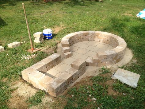 Fire Pit Finished | Hearth.com Forums Home Keyhole Fire Pit, Fire Pit Pergola, Fire Pit Essentials, Fire Pit With Rocks, Outdoor Fire Pit Seating, Gazebo With Fire Pit, Fire Pit Wall, Fire Pit Decor, Easy Fire Pit