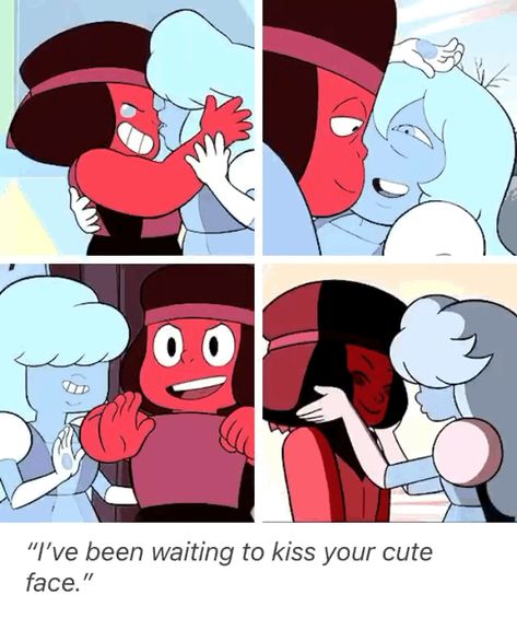 Steven Universe: Sapphire + kissing Ruby on the cheek Ruby From Steven Universe, Steven Universe Ships Kiss, Ruby X Sapphire Steven Universe, Steven Universe Ruby And Sapphire, Ruby And Sapphire Steven Universe, Steven Universe Sapphire, Steven Universe Gifs, Ruby X Sapphire, Ruby Steven Universe