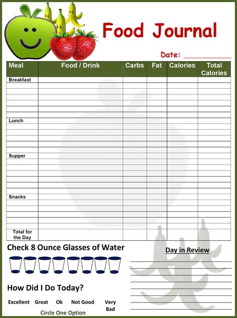 Food Journal Template Food Log Template, Food Journal Printable, Food Journal Template, Gastric Bypass Recipes, Food Calorie Chart, Calorie Chart, Food Diary Template, Budget Binder Printables, Diary Template