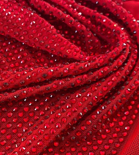 red fabric with swarovski crystals rhinestones for fashion dress Red Crystal Dress, Swarovski Clothes, Dragon Corset, Swarovski Crystals Dress, Swarovski Crystal Dress, Gold Chainmail, Kristina Krayt, Sparkly Tights, Crystal Fabric