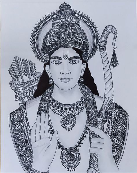 Ram Mandala Art, Doodle Art Easy, Rama Navami, Draw Mandala, Art Zentangle, Easy Draw, Sri Ram, Goddess Artwork, Fashion Designing