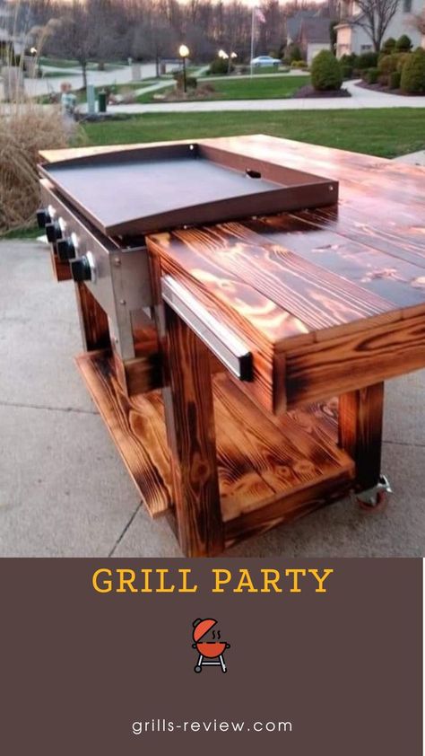 Barbecue Table Ideas, Diy Blackstone Grill Station, Build In Blackstone Griddle, Blackstone Prep Station, Black Stone Grilling Station, Blackstone Griddle Diy Cart, Outdoor Grill Area Diy, Octagon Grilling Table, Outdoor Cooking Station