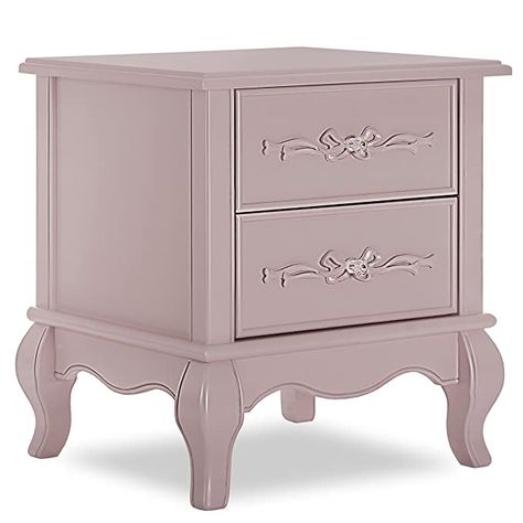 AmazonSmile : Evolur Aurora Nightstand, Blush Pink Pearl, 23.25x20x25 Inch (Pack of 1) : Home & Kitchen Wooden Drawer Pulls, Fairytale Nursery, Queen Anne Style, Wooden Drawers, 2 Drawer Nightstand, Convertible Crib, Wood Nightstand, Large Drawers, Cool House Designs