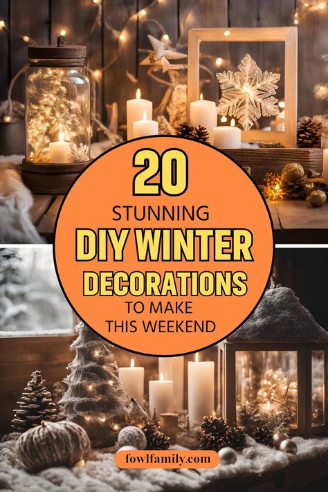 20 Stunning DIY Winter Decorations To Make This Weekend (Under $20) Winter Ideas Decoration, Cricut Winter Decor, Easy Diy Winter Decor, Winter Lights Aesthetic, Diy Snow Decorations, Diy Winter Decorations For Home, Diy Icicle Decorations, Non Christmas Winter Decor Diy, Winter Decor Ideas For The Home Diy