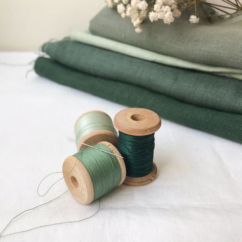 Green Sewing Aesthetic, Account Aesthetic, Sewing Aesthetic, Fabric Photography, Sewing Fashion, Handmade Inspiration, Doodle On Photo, Sewing Kit, Birthday Photoshoot