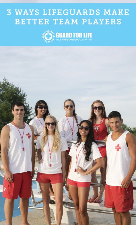 3 ways summer lifeguards make better team players | Guard For Life Life Guard, Sports Day Outfit, Team Theme, Pool Life, Swim Team, Field Day, Team Player, Team Photos, New Journey