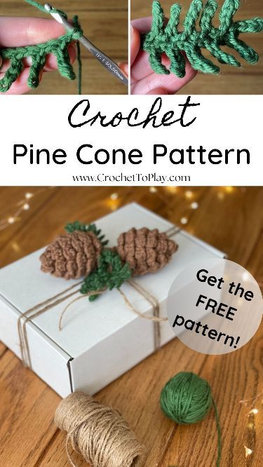 This free crochet pine cone pattern will help you make your own beautiful pine cones. Use them for ornaments, gift toppers, decorations, and more. Complete tutorial with step by step photos. Crochet Pine Cone, Cone Pattern, Crochet Christmas Ornaments Free, Crochet Ornament Patterns, Crochet Cozy, Crochet Christmas Decorations, Crochet Leaves, Crochet Ornaments, Crochet Fall