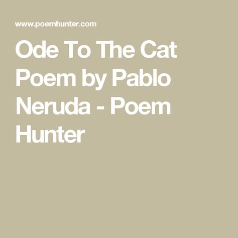 Ode To The Cat Poem by Pablo Neruda - Poem Hunter Poems About Cats, Pablo Neruda Poems, Neruda Poems, Cat Poems, Pablo Neruda, Poetry, Songs, Feelings