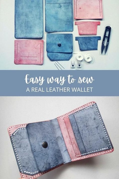 How to sew a leather wallet. A review of a ready to sew leather wallet kit for men. This wallet sewing kit comes complete with everything you need including thread and accessories. The leather is all ready punched. Easy to sew mans leather wallet sewing kit. SewModernBags Diy Leather Wallet Pattern, Leather Accessories Diy, Leather Knife Sheath Pattern, Diy Leather Wallet, Best Leather Wallet, Colorful Hairstyles, Wallet Sewing Pattern, Sew Wallet, Leather Wallet Pattern