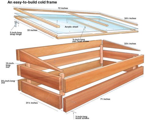 Diy Cold Frame Simple, Easy Cold Frame Diy, Garden Cold Frame Diy, Serre Diy, Cold Frame Plans, Cold Frame Diy, Cold Frame Gardening, Cold Frames, Diy Greenhouse Plans