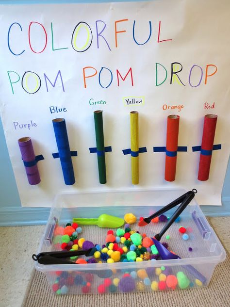 Princesses, Pies, & Preschool Pizzazz: Pom-Pom Color Fun for Toddlers Boredom Busters For Kids, Preschool Colors, Preschool Fine Motor, Toddler Learning Activities, Toddler Fun, Fine Motor Activities, Motor Activities, Preschool Fun, Preschool Classroom