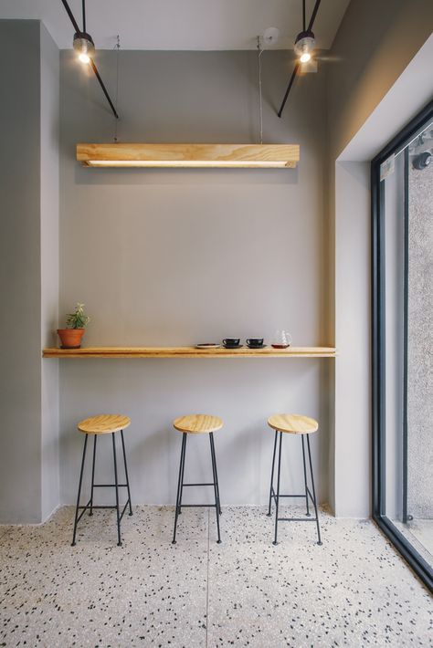 Gallery of Quiero1Café Coffee Shop / ObraVerde - 6 Small Coffee Shop Seating Ideas, Simple Coffee Shop Design, Coffee Shop Chairs, Small Cafe Interior, Tiny Coffee Shop, Tiny Cafe, Industrial Coffee Shop, Coffee Shop Tables, Coffee Shop Lighting