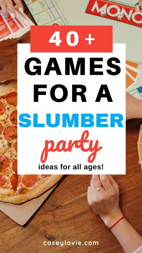 Enjoy these games for a slumber party for your next sleepover! These game ideas for a slumber party include options for everyone including kids and adults - plus you'll find ideas for a girls night in or bachelorette parties. Adult Pajamas Party Games, Pajama Party Games For Women, Pajama Party Games Free, Non Sleepover Pajama Party, Adult Sleepover Ideas, Pijama Party Ideas Decoration, Girls Game Night Ideas, Slumber Party Bachelorette Ideas, Adult Sleepover Party Ideas