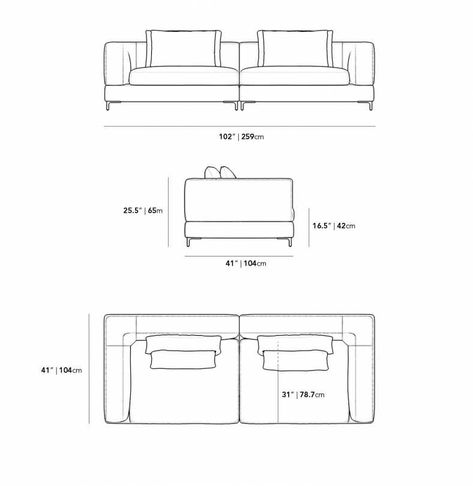 Dimensions for Antonio Sofa Section Furniture Architecture, Section Living Room Drawing, Sofa Section Drawing, Sofa Elevation Drawing, Sofa Detail Drawing, Furniture Dimensions Standard, Sofa Elevation, Section Living Room, Couch Measurements