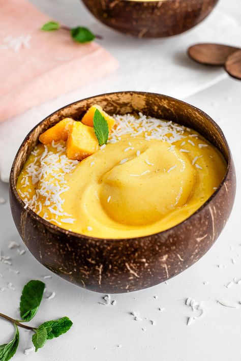 🌴☀️Load up on sunshine with a TROPICAL JACKFRUIT SMOOTHIE BOWL! Ripe jackfruit, 🥭mango, 🍌banana, and 🍍pineapple blended up for instant HAPPINESS! Click the link for the full recipe and taste the sunshine! #tastythriftytimely #coconutbowls #coconutspoon #smoothiebowl #veganfood #veganrecipes #plantbasedfood #jackfruitrecipes #tropicalsmoothie #sunshineinabowl Tropical Food Recipes, Jackfruit Smoothie, Mango Coconut Smoothie, Ripe Jackfruit, Healthy Smoothie Bowl, Mango Smoothie Bowl, Smoothie Bowl Healthy, Tropical Food, Mango Sorbet