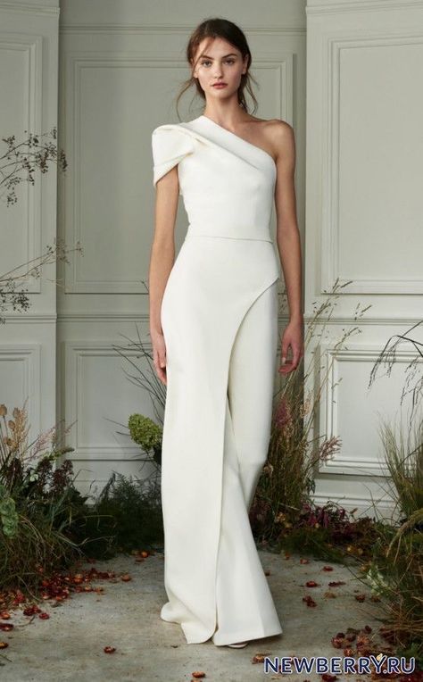 Jumpsuit Elegant Chic Classy Party, One Shoulder Dress Outfit, Jumpsuit Elegant Chic Classy, Jumpsuit Elegant Chic, Wedding Dress Styles Guide, Wedding Dress Pantsuit, Graduation Outfits For Women, Civil Dress, Dress With Veil