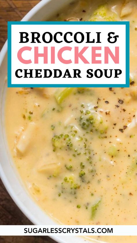 Warm up with a hearty bowl of chicken broccoli cheddar soup, the perfect healthy winter dinner. This creamy soup combines tender chunks of chicken, nutrient-rich broccoli, and rich cheddar cheese for a comforting and satisfying meal. Follow our easy dinner recipe for a delicious soup that balances savory and sweet flavors beautifully. Ideal for chilly evenings, this dish will become a favorite in your soup recipe collection. Broccoli Cheese Soup Chicken, Crockpot Chicken Broccoli Cheddar Soup, Chicken Broccoli Soup Crockpot, Broccoli Chicken Cheese Soup, Chicken Cheddar Broccoli Soup, Broccoli Cheddar Soup Stove Top, Chicken Broccoli Soup Recipes, Chicken Broccoli Cheese Soup, Chicken Broccoli Cheddar Soup