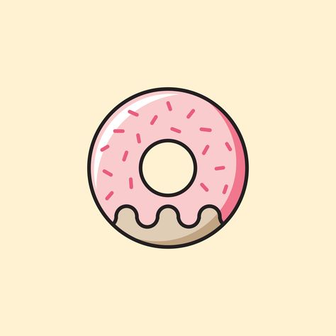 Flat design illustration #donut#doughnut#dessert#sweets#sweet#sweettooth#yummy#donuticon#desserticon#flatillustration#simpleillustration#cute#minimal#summer Doughnut Drawing Easy, Mini Doughnut Logo, Donut Logo Ideas, Cute Donut Drawings, Donut Drawing Easy, Donut Logo Design Ideas, Donut Doodle, Donuts Cartoon, Doughnut Illustration