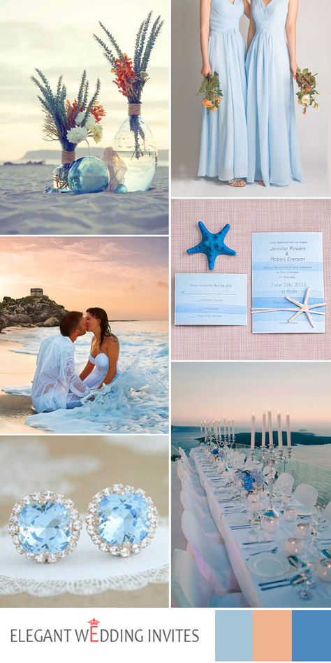 light blue beach wedding ideas for 2017 Coral Wedding Colors, Palette Summer, Blue Beach Wedding, Beach Wedding Ideas, Beach Wedding Decorations Reception, Beach Wedding Centerpieces, Dream Beach Wedding, Beach Wedding Colors, Wedding Color Combos