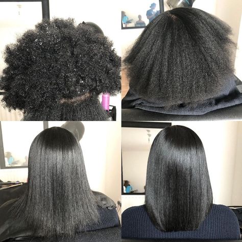 Silk Press On Thick 4c Hair, Silk Press Before And After Natural Hair, Middle Part Silk Press Natural Hair Straight, Silk Press Natural Hair Before And After, 4c Hair Silk Press Before And After, Silk Press Afro Hair, Healthy Silk Press, Silk Press Process, Slik Press With Natural Hair