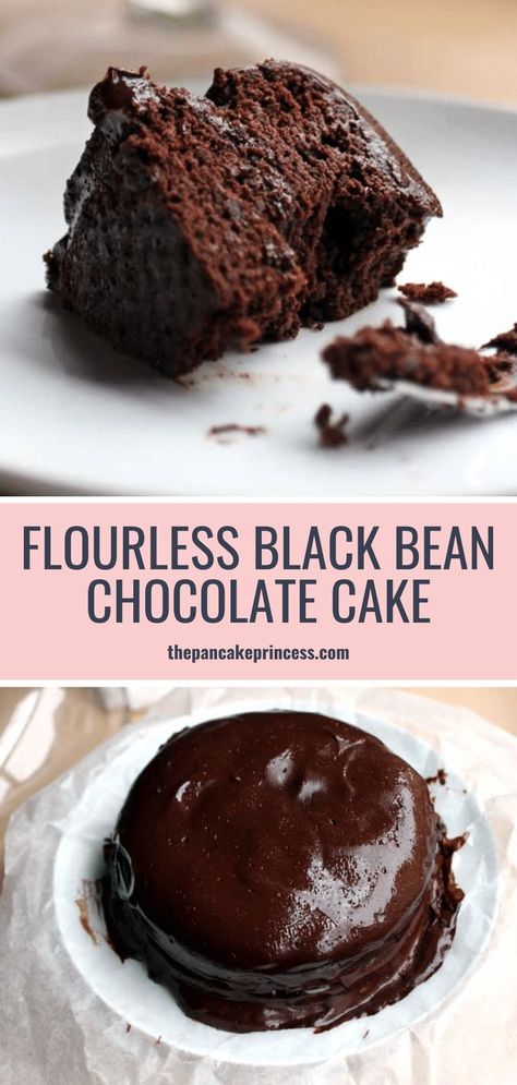 This black bean chocolate cake is fudgy, decadent, and completely gluten-free! I promise that no one will guess it’s flourless and made with black beans. It’s incredibly easy to make with simple pantry ingredients like eggs, sugar, olive oil and cocoa powder. Black Bean Dessert Recipes, Black Bean Chocolate Cake Recipe, Beans Recipe Healthy, Black Bean Cakes, Pancake Princess, Healthy Chocolate Cake, Vegan Frosting, Bean Cake, Black Bean Recipes