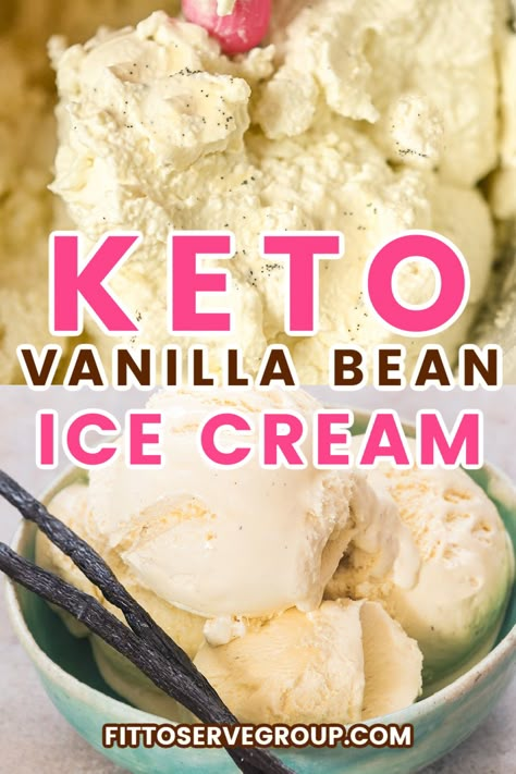 This keto vanilla bean ice cream uses both vanilla beans and vanilla extract for a total of five simple ingredients. It's an eggless ice cream that requires no cooking. With only 3.5 net carbs per serving, you can make a recipe from scratch that allows you to control what ingredients it uses. keto vanilla ice cream| low carb vanilla ice cream| sugar-free vanilla ice cream Keto Vanilla Ice Cream, Keto Ice Cream Recipes, Low Carb Ice Cream Recipe, Sugar Free Ice Cream, Cuisinart Ice Cream Maker, Pecan Desserts, Vanilla Ice Cream Recipe, Low Carb Ice Cream, Postre Keto