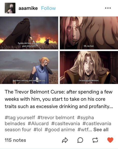 Castlevania Trephacard, Castlevania Tumblr, Trevor X Alucard X Sypha, Castlevania Belmont, Castlevania Hector X Isaac, Trevor X Alucard, Castlevania Alucard X Trevor, Castlevania Quotes, Castlevania Trevor