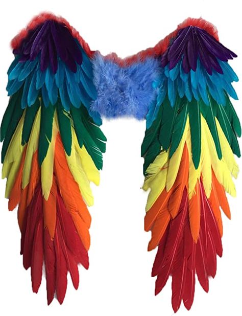 Rainbow Halloween Costume, Feather Costume, Adult Fairy Costume, Halloween Wings, Parrot Costume, Parrot Wings, Rainbow Wings, Cosplay Wings, Parrot Feather