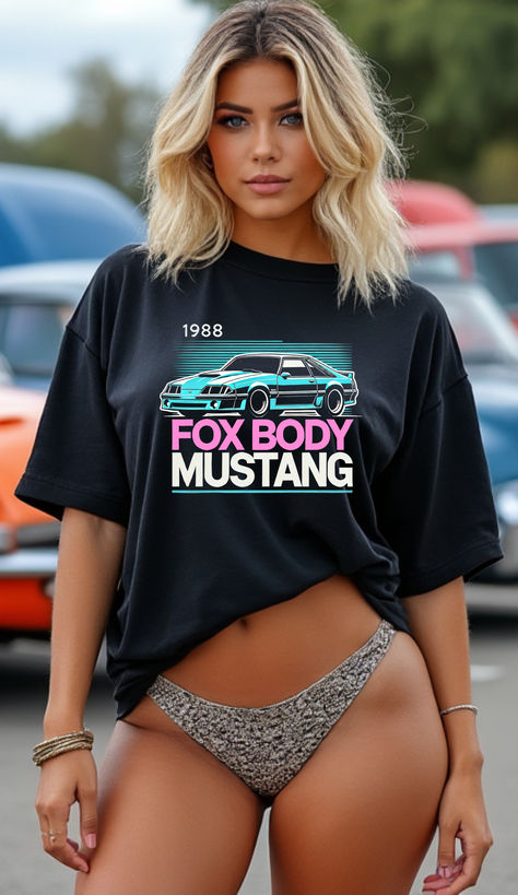 🔥 Show your love for the classic Fox Body Mustang with our exclusive t-shirts! Perfect for car enthusiasts who appreciate this iconic muscle car. 🏎️💥 Get yours now and wear your passion! #FoxBodyMustang #MustangLove #CarEnthusiast #MuscleCar #CarTshirt Mustang Cheer Shirts, Mustangs Spirit Wear, Mustang Football Shirt Ideas, Wide Body Foxbody Mustang, Mustang T Shirts, Fox Body Mustang, Get Yours Now, Muscle Car, Muscle Cars