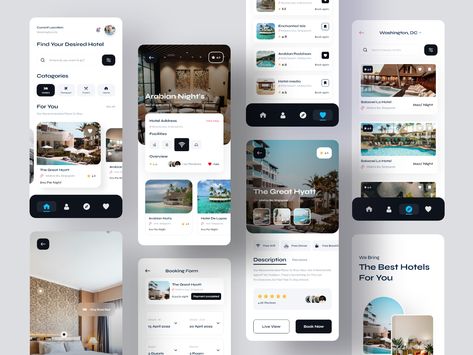 Hotel App, Hotel Booking App, App Home Screen, Hotel Card, Mobile App Design Inspiration, Luxury Beach House, Flight Booking, Booking App, Hotel Website