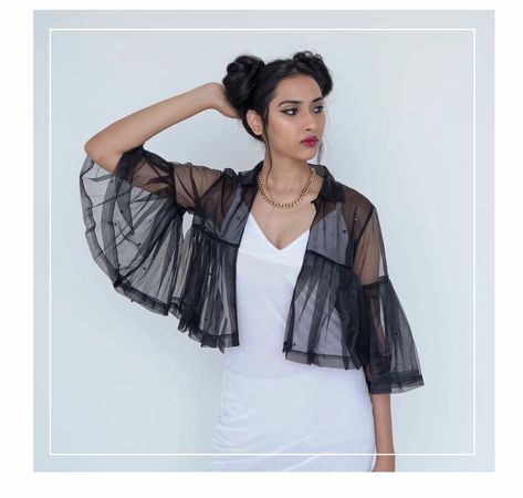 Net Shrug, Shrug Outfit, Cloth Ideas, Western Casual, Black And White Photo Wall, Designer Outfits, Indian Designer Outfits, Party Wear Dresses, White Photo