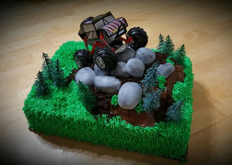 Rock crawler cake Jeep Cake, Cars Birthday Cake, Rc Rock Crawler, Kids Birthday Ideas, Car Cake, Rock Crawler, Cars Birthday, Monster Truck, 6th Birthday