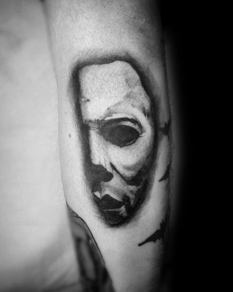 Michael Myers Tattoo Ideas, Michael Myers House Tattoo, Michael Meyers Tattoos, Michael Myers Tattoo Simple, Michael Myers Tattoo Stencil, Michael Myers Tattoo Design, Cute Michael Myers Tattoo, Micheal Myers Tattoo Design, Halloween Tattoo Michael Myers