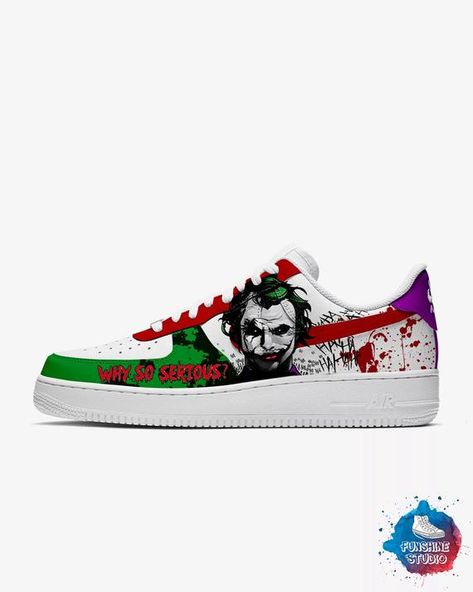 Custom Joker Nike Air Force 1s , Custom Nike Air Force One Low , Joker Custom Nike Air , Nike Air Fo Joker Custom, Custom Trainers, Fire Shoes, Custom Shoes Men, Custom Sneakers Diy, Air Nike, Air Force Shoes, Custom Shoes Diy, Nike Air Force 1s