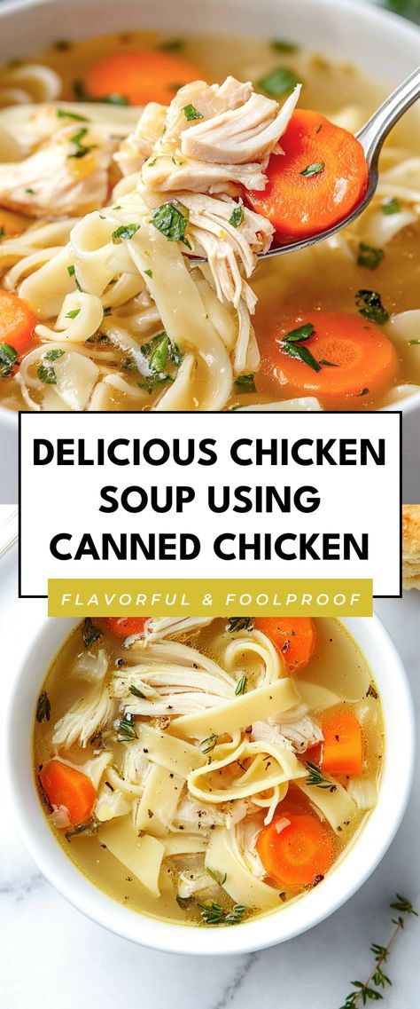 Image for Delicious Chicken Soup Using Canned Chicken Soup Recipes With Canned Chicken, Can Chicken Soup Recipes, Chicken In A Can Recipe, Chicken Soup With Canned Chicken, Easy Soup With Chicken, Can Chicken Noodle Soup, Canned Chicken Soup Recipes, Simple Chicken Soup Recipe, Quick Chicken Soup