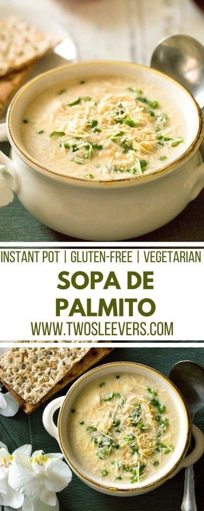 Elegant soup that is actually simplicity itself to make, this Instant Pot Pressure Cooker Brazilian Sopa de Palmito uses just a few simple ingredients to make a creamy, tangy soup in minutes. This is a super simple, pour and cook recipe that makes a great side dish, or a full meal with a side salad or bread. Brazilian Sopa De Palmito | Instant Pot | Instant Pot Soup|  via @twosleevers Soup Recipes Pressure Cooker, Instant Pot Recipes Gluten Free, Soup Instant Pot Recipes, Recipes Pressure Cooker, Best Instapot Recipes, Brazilian Recipes, Gluten Free Vegetarian Recipes, Grain Free Desserts, Hearts Of Palm