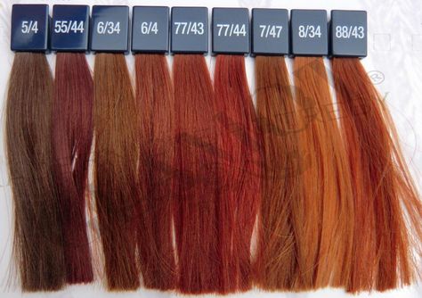 WELLA KOLESTON PERFECT Vibrant Reds | glamot.com Wella Hair Color Chart, Red Hair Color Chart, Hair Color Swatches, Vibrant Red Hair, Cheveux Oranges, Trendy We Fryzurach, Wella Hair Color, Wella Koleston, Violet Brown