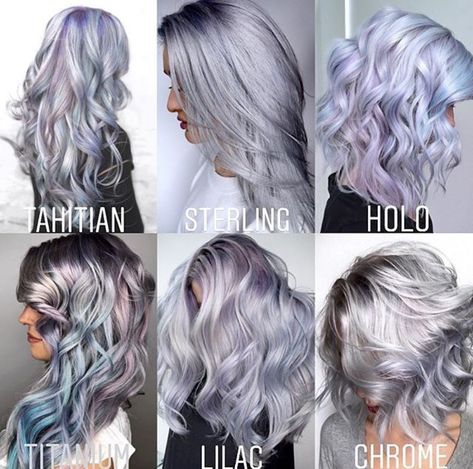 Leda Muir, Shades Of Silver, Holographic Hair, Silver Blonde Hair, Hair Color Unique, Lilac Hair, Silver Hair Color, Silver Blonde, Platinum Hair