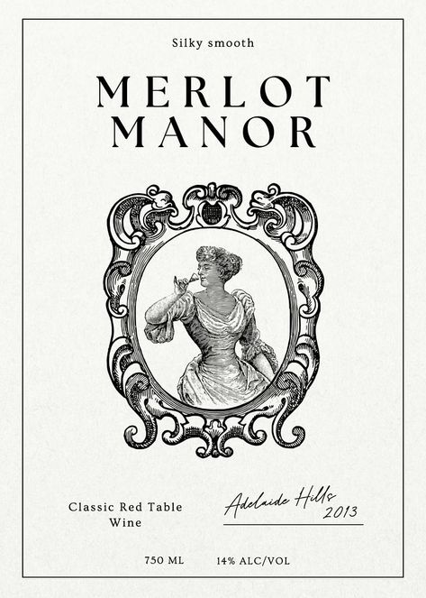 Merlot Manor wine label template | premium image by rawpixel.com / ton Victorian Frames, Wine Illustration, Wine Label Template, Label Mockup, Victorian Frame, Wine Label Design, White Backgrounds, Wine Design, Awesome Designs