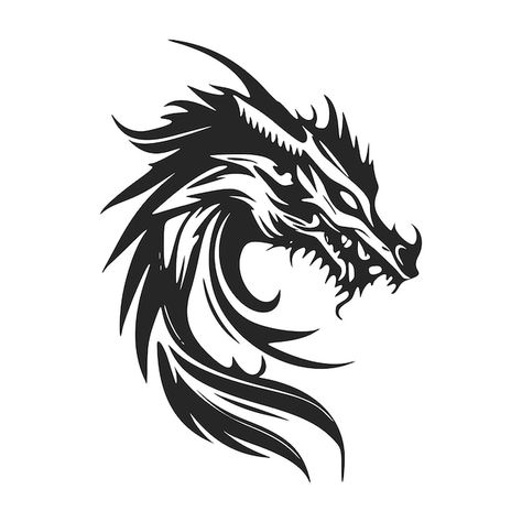 Comodo Dragon Tattoo, Dragon Icon Logo, Logo Design Dragon, Dragon Design Art, Dragon Logo Design, Tattoos Chinese, Dragon Tattoo Vector, Black Dragon Tattoo, Dragon Head Tattoo